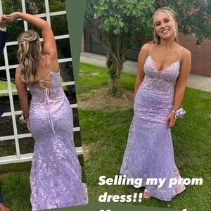 Lavender Sequin Prom Dress